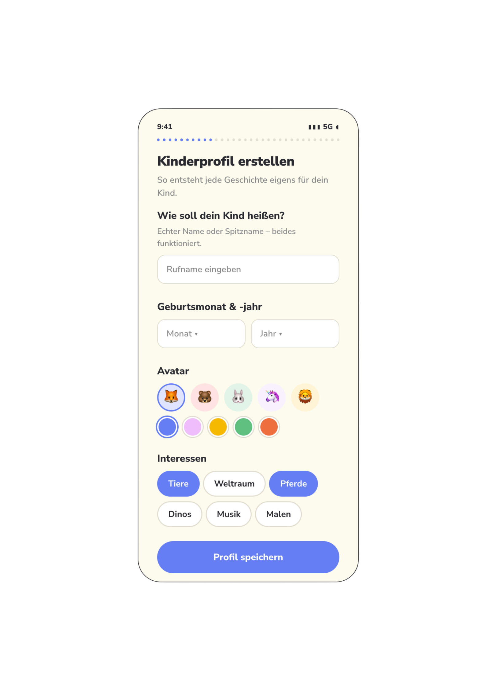 Ledumi App: Kinderprofil erstellen